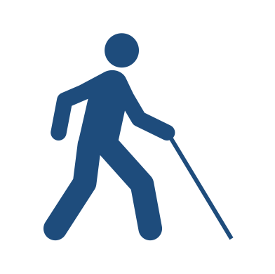 Symbol: zugänglich für blinde Menschen