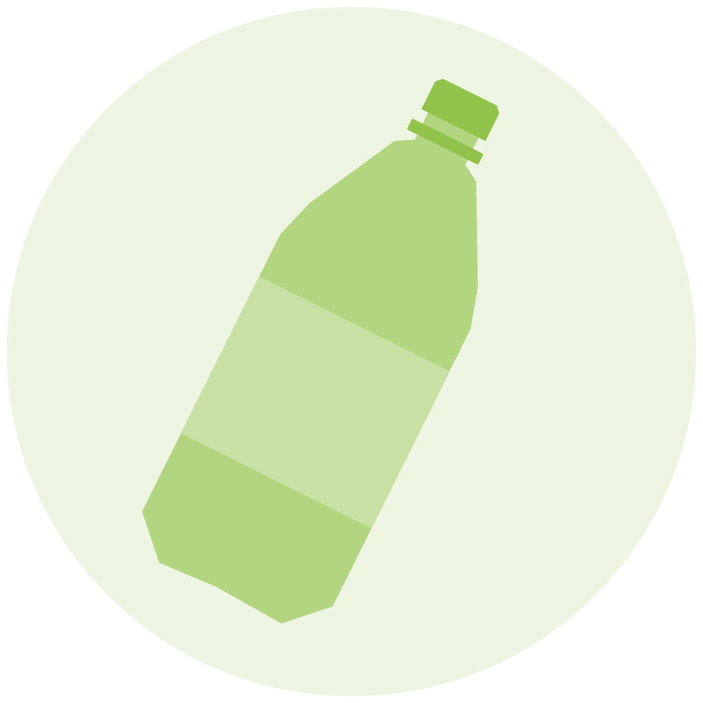 Grünes Icon einer Plastikwasserflasche