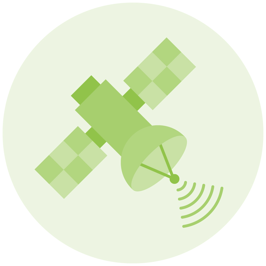 Grünes Icon eines Satelliten